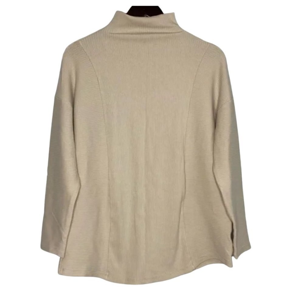 LETT Mockneck Modal Blend Ribbed Oversized Sweater Size Large Lounge Stretch